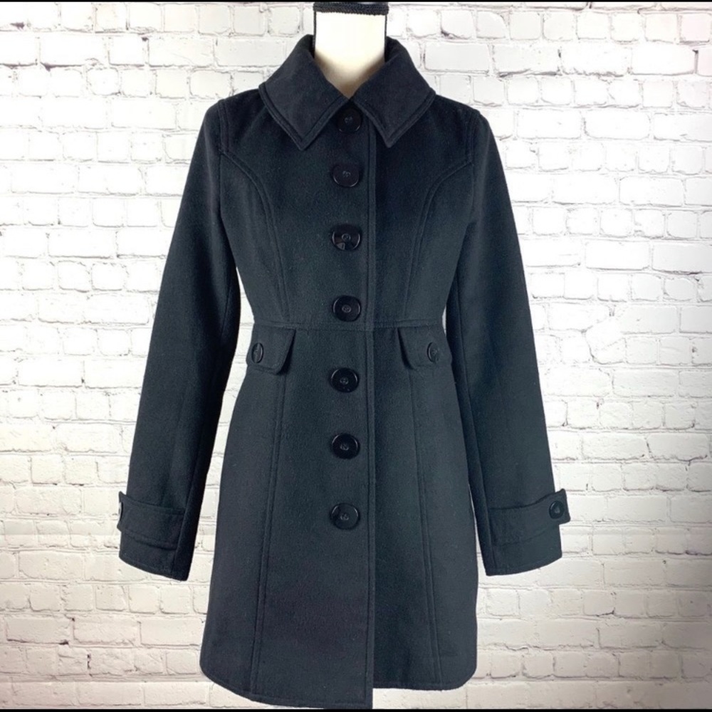 Anthropologie Tulle Black Pea Coat Size S